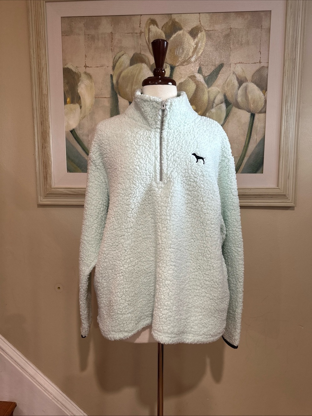 Victoria’s Secret PINK Fleece Sweatshirt Sherpa Mint Green Quarter Zip L - Picture 10 of 10